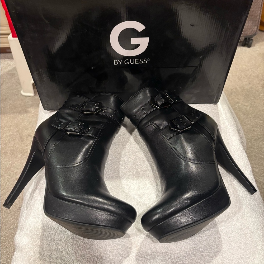 Guess Black Buckle High Heel Boots